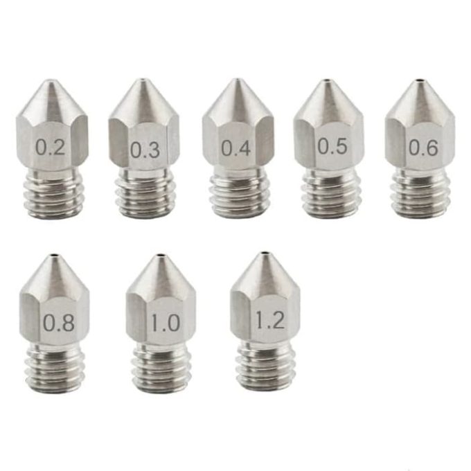 MK8 Stainless Steel Nozzles for 3D Printers (0.2 mm to 1.0 mm)