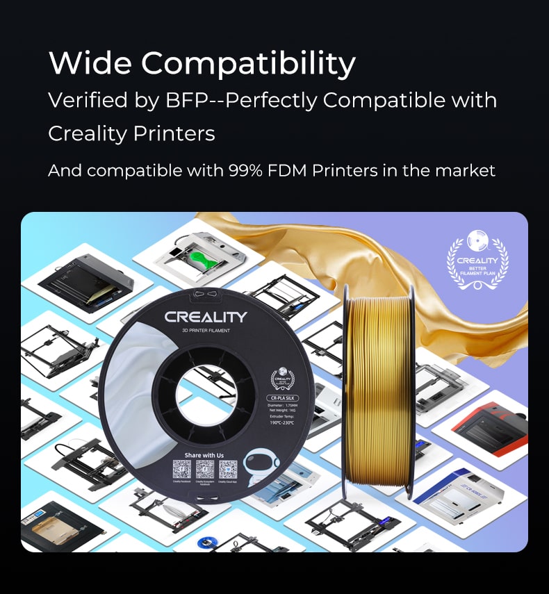 CR-Silk 3D Printing filament is compatible with FDM printers.