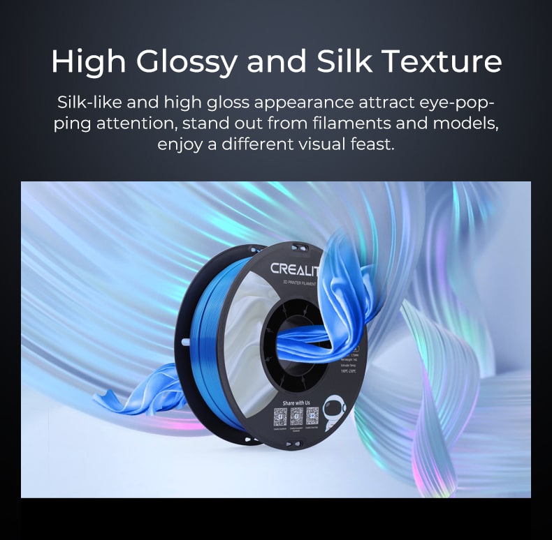 CR-Silk 3D Printed Filament gives Glossy and silky texture to your 3D printed objects.