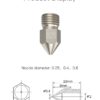 Dimensions of Copper Alloy High End Nozzle for Creality 3D Printers.