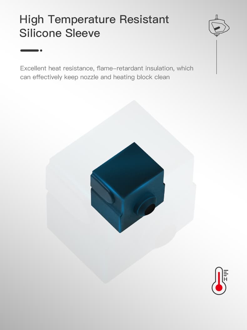 Full hotend kit for Creality CR-10 Smart 3D Printer exhibits excellent heat resistance because of silicone sleeve.