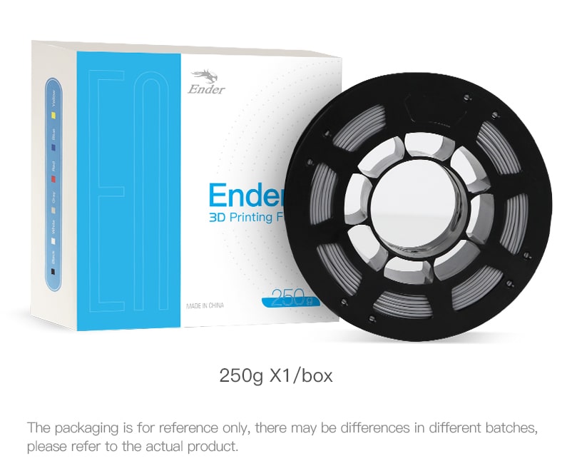 Ender-PLA 3D Printing filament packaging.