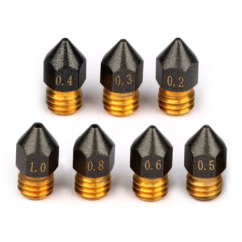 MK8 Brass PTFE Coated Nozzles (0.1 mm to 1.0 mm ) for Ender 3D Printers