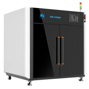 MD-1000D 3D printer with dual extruders for printing objects in two colors or materials.