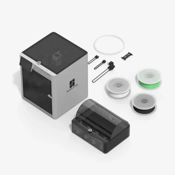 Bambu Lab X1C Combo 3D printer with a dual-extruder module and a filament dryer.